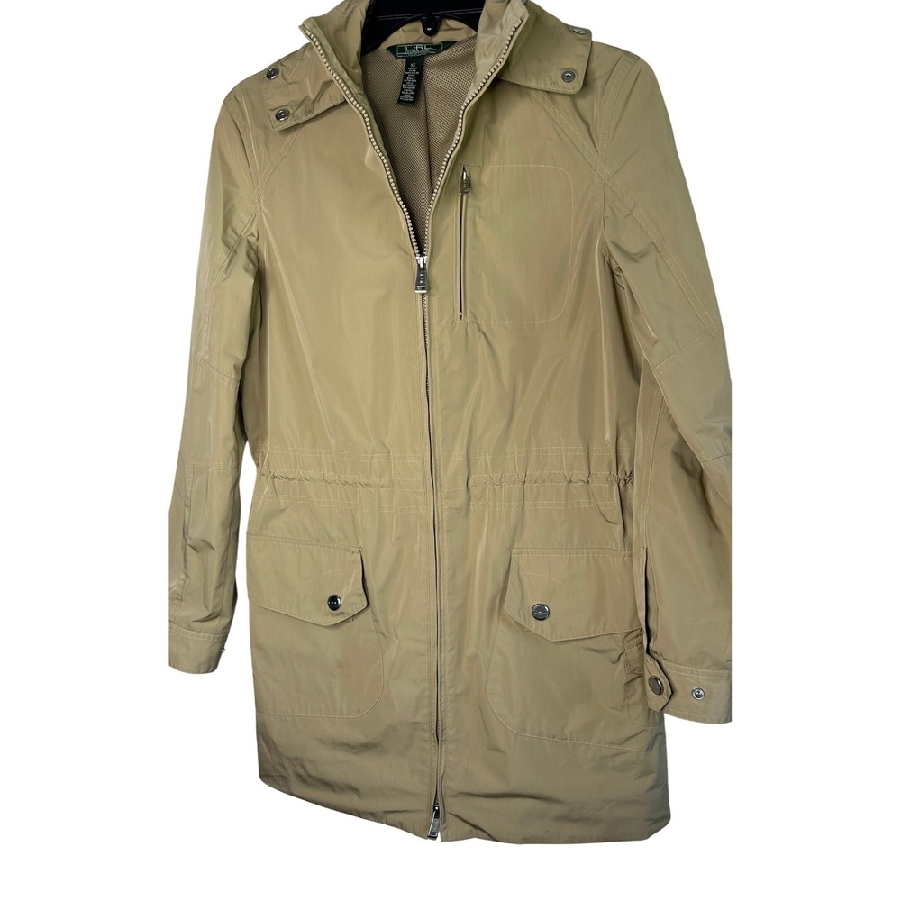 R-RL Ralph Lauren Birch Tan Hooded Water Resistant Windbreaker Jacket XS